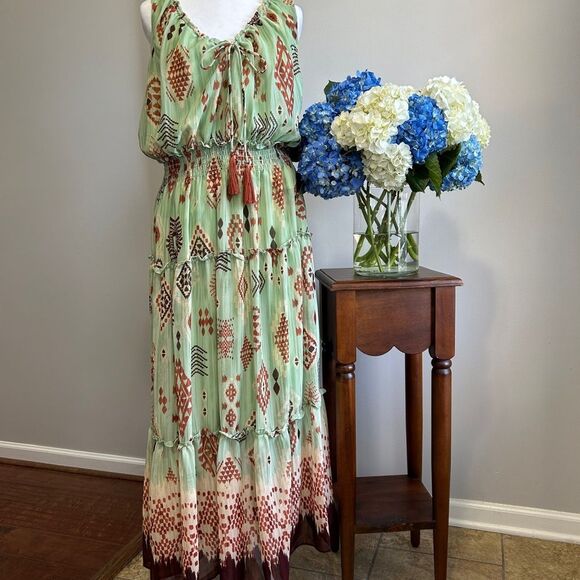 Taylor Green and Brown Sleeveless Sundress - Picture 1 of 11